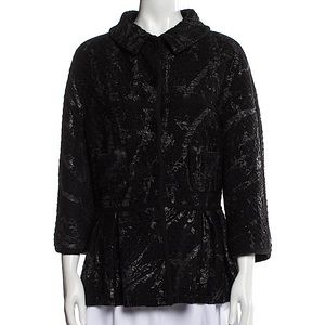 Chanel black wool jacket sz 42 3/4 sleeves runway